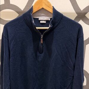 Peter Millar Merino Wool Navy Zip-Up Sweater